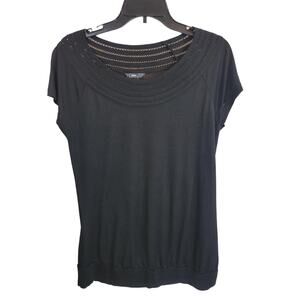 H&M Black Scoop Neck Short Sleeve Casual Blouse Women's Size Large